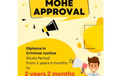 Ministry of Higher Education has approved a revised study period for the Diploma in Criminal Justice Program